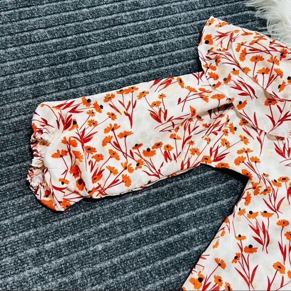 MAJE Laurane one-shoulder ruffled metallic fil coupé floral-jacquard top size 2 - Picture 6 of 11